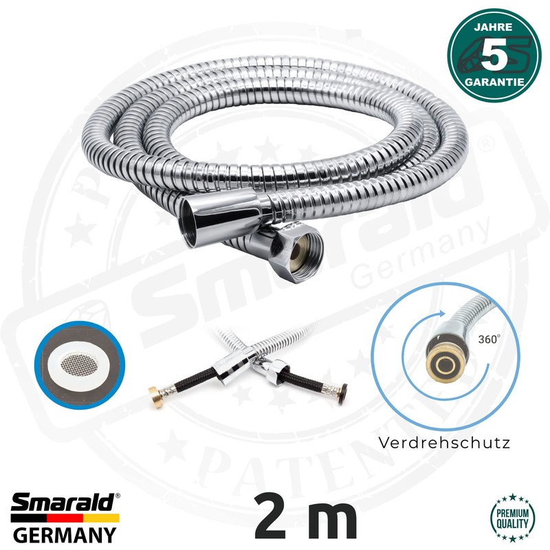 Shower Hose Bidet Reinforced Hose 2 m Stainless Steel 1/2