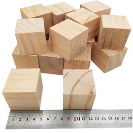 Anktily Pine Wood Cubes 4.5cm Pack of 20 Natural Wood for Crafts, Carving and DIY Projects