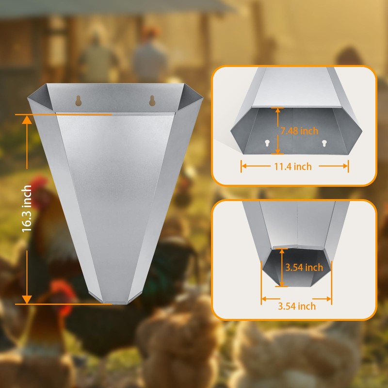 COZOFU Large-Sized Galvanized Steel Chicken Restraining Cone for Poultry, Suitable