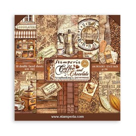 Stamperia Scrapbooking Pad 10 fogli cm 30,5 x 30,5 (12" x 12"), caffè e cioccolato