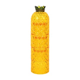 Supreme Housewares Pineapple Shape Plastic Tumblers, Reusable BPA-Free Acrylic Stackable Cups for Water or Iced Beverages, Yellow, Set of 4