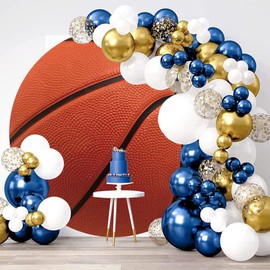 OERJU Round Backdrop Cover for Basketball Theme Photography - Sports Game Background for Fans, Man, Kids, Boy Baby Shower, Birthday Party Decor 6x6ft