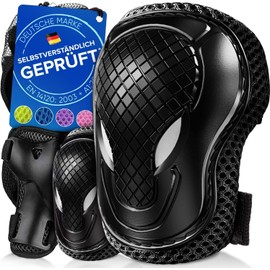 Liebkern® Robust Knee Pads Children Comfortable & Easy to Install – Protector Set Children – Inline Skates Children's Knee Pads Inline Protectors Children Inline Skates Protective Equipment Children., black