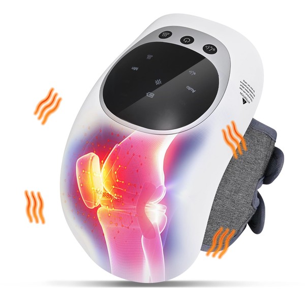 RINRI Knee Massager, Cordless Knee Massager with Infrared Heater, Wireless Vibration Massage, LED Touch Screen, Type C, for Knee Pain Relief