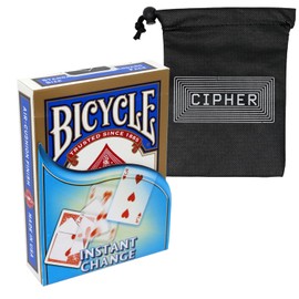 Bicycle Instant Change Magic Trick Deck - Amazing Easy Beginner Card Magic Trick - Includes Cipher Playing Cards Bag (Blue)