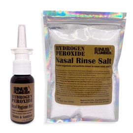Sinus Plumber Hydrogen Peroxide Neti Salt and Nasal Spray Kit Flushes Viral Particles and Allergens for Immune Defense