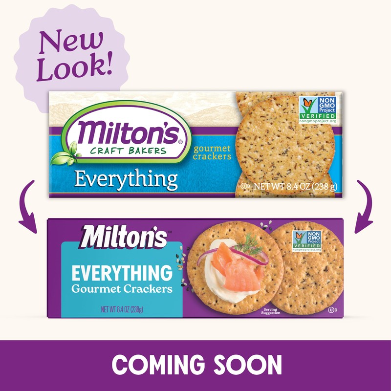 Milton's Craft Bakers Everything Gourmet Crackers - Non-GMO Project Verified