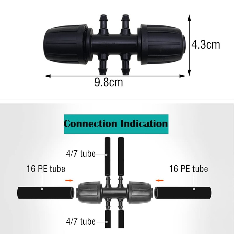 CTRICALVER 6 pcs Barbed Reducing 6-Way Connectors Drip Irrigation, 1/2