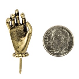 9 Decorative Hand Push Pins, Antique Gold