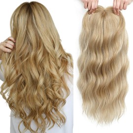 20 inch Synthetic Wavy Hair Topper for Women, 7"x7" Base, Thinning Hair (27/613, 20 INCH)