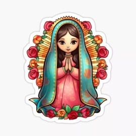 Decals Virgen de Guadalupe Virgin Mary Virgencita Floral Sticker  animated waterproof