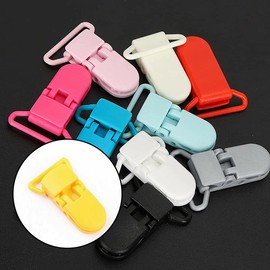 60 Random Colored Plastic Baby Pacifier Suspender Dummy Clip Badge Holder Craft - Versatile Dummy Suspender Clips, 1.65" x 0.98"