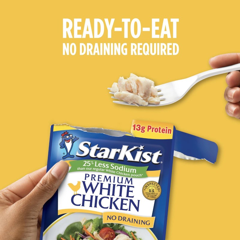 Starkist Less Sodium Premium White Chicken - 2.6 Oz Pouch
