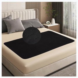 RIQINXIN Non-Slip Absorbent Incontinence Bed Pads Waterproof Reusable Washable Incontinence Underpads for Adults Children Elderly Sofa 2Pcs 35x60in Black