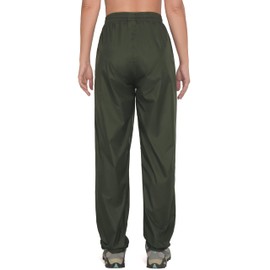 Little Donkey Andy Women's Lightweight Packable Waterproof Rain Pants with Pockets for Hiking Travel Fishing (Army Green S)