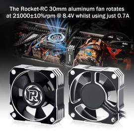 Surpass Hobby 35mm Cooling Fan 21000RPM 8.4V Aluminum RC Motor ESC Fan for 1/8 1/10 Scale RC Car 3650,3660,3670 Brushless Motor (Black+Silver)