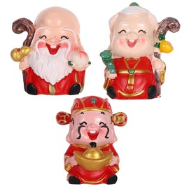 Unomor Traditional Chinese Birthday Cake Decoration 3pcs Blessing Birthday Cake Decoration, Chinese Elder Cai Shen Party Decoration, Wish Elders Health and Longevity