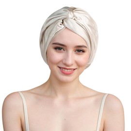 Silk Bonnet for Women Hair Care, Grade 6A Silk Sleeping Cap with Premium Elastic - Stay On All Night, Luxurious Hair Wrap for Sleeping (Khaki/ 01)
