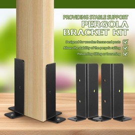 jojofuny 4pcs Fence Post Brackets Fit 1.5x1.5,2x2,2x4,4x4 Post, Carbon Steel Deck Post Anchor Base Brackets for Pergola Railing Mailbox Deck Post