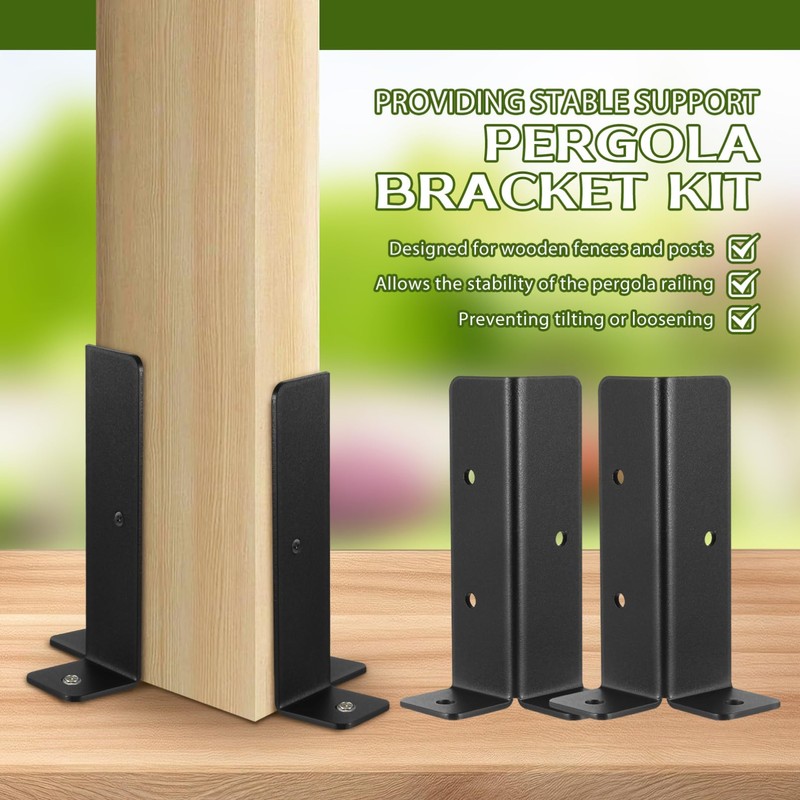 jojofuny 4pcs Fence Post Brackets Fit 1.5x1.5,2x2,2x4,4x4 Post, Carbon Steel