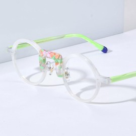 HEPIDEM Multicolor Acetate Glasses Frame Men Women Round Eyeglasses Optical Spectacles 9377 (9382 Transparent)