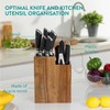 Navaris Knife Block & Utensil Organiser - Durable Acacia Wood