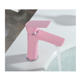 Pink Love Color Bathroom Sink Faucet hot and Cold Crane Brass Basin Faucet White or Black Sink Faucet Single Handle Water tap (Color : Pink)