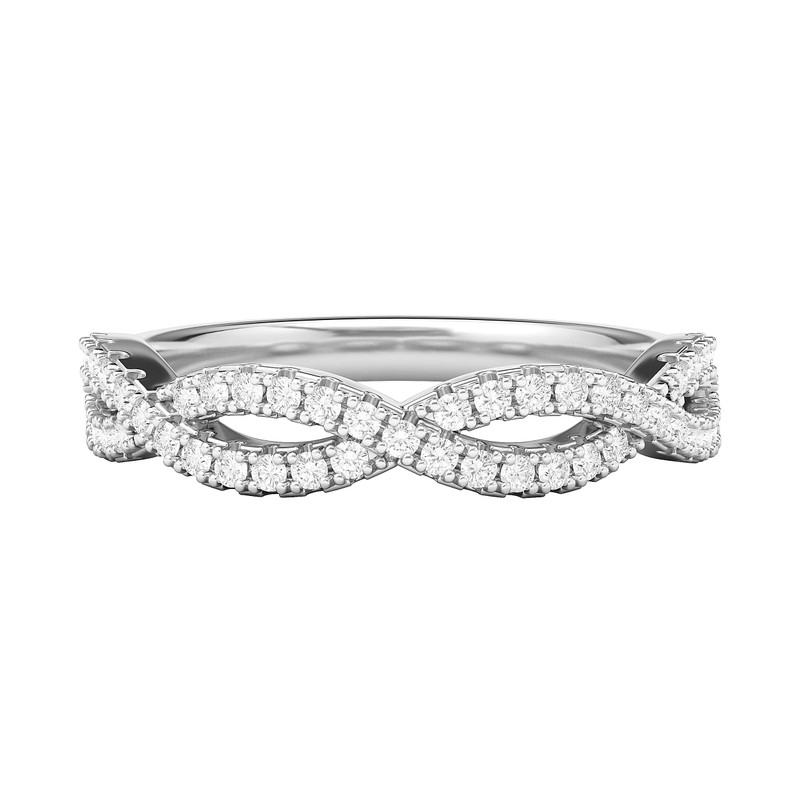 Sterling Silver Infinity Twist Wedding Ring Half-circle Simulated Diamond Matching