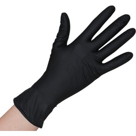 Herrmann Disposable Gloves Pack of 200 Black Nitrile Gloves M, Powder-Free & Latex-Free Disposable Gloves in Sizes XS, S, M, L, XL