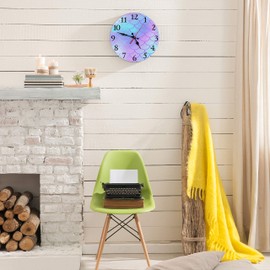 Britimes Round Wall Clock Silent Non-Ticking Battery Operated Clock 12 Inch, Mermaid Scale Home Decor for Living Room, Kitchen, Bedroom, and Office