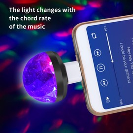 picK-me Mini USB Disco Ball Light, Led Small Magic Ball Control DJ Stage Light, Colorful Strobe RGB Lamp with Adapter, for Christmas/Brithday/Wedding/Club/Karaoke Decorations etc (Black)