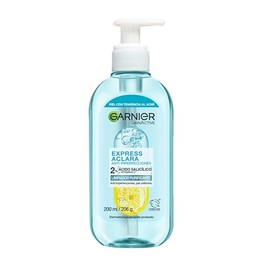 Garnier Express Aclara Gel Limpiador Facial, Anti Imperfecciones, con Ácido Salicílico 2%, Vitamina C y Niacinamida, para Piel Grasa y/o con Tendencia