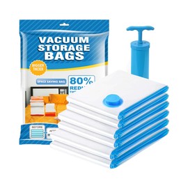 6-teiliges Vakuum-Aufbewahrungsbeutel-Set, wiederverwendbare Kleidung Aufbewahrungsbeutel, Heimaufbewahrung Kompressionsbeutel, verwendet für Kleidung, Kissen, Bettwäsche enthält Pumpe