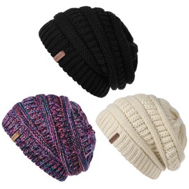 FURTALK Winter Slouchy Beanie Hat for Women Warm Cable Knit Strench Skull Cap