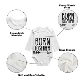 YSCULBUTOL Baby Twins bodysuits Best Friends Forever Baby clothes Set with bibs girl outfit with hat（white L9M）