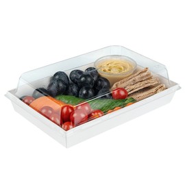 Restaurantware Matsuri Vision Rectangle White Paper Large Sushi Tray - 9" x 6" x 1 1/2" - 100 count box