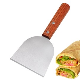 Griddle Scraper | Stainless Steel Humburger Turner - Wooden Handle Heavy-Duty Bevel BBQ Scraper for Grill Cleaning, Kitchen Outdoor Cooking Grilling