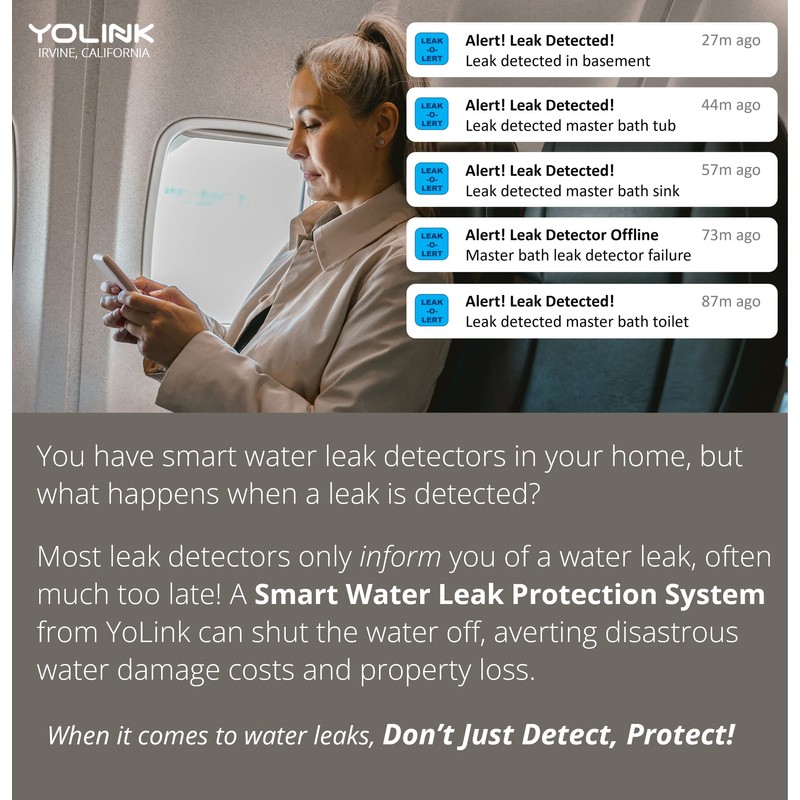 YoLink Water Leak Sensor 3-Pack, LoRa Up to 1/4 Mile