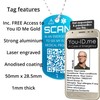 You ID Me Medical Necklace Tag with QR Code, Engraved