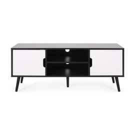 Christopher Knight Hom Lena TV Stand with 2 Doors and 2 Shelves, Black, White
