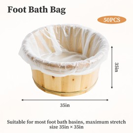 50 Pcs Pedicure Liners Disposable, Pedicure Bowl Liners with Elastic Band for Most Foot Baths, Suitable for Massage Parlors, Spa Centers, and Home Care Use(Transparent)