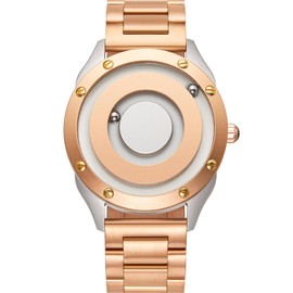 EUTOUR Magnetic Watch Lovers Watch Wooden Quartz Movement Lightweight Watch Handmade Unisex 40 mm, gold + silver men, Modern