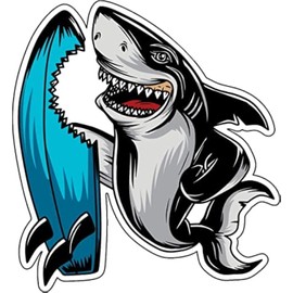 Shark Fish Funny Waterproof Horror Vinyl Sticker Decal for Cars Bumper Truck Window Wall Boat Cup Tumblers Laptop Bike Tackle Box Accessories 5 Inches