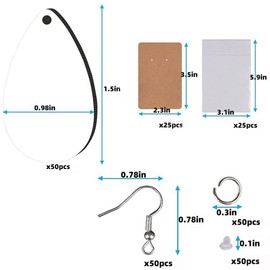 Armastuse Sublimation Earring Blanks Set,50 Pcs Sublimation Blank Sparkly Faux Leather Earrings Making Kit, Leather Earrings with Sublimation Paper for DIY Jewelry Making