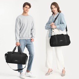 KONO Ryanair Cabin Bags 40 x 20 x 25 cm Under Seat Easyjet Travel Carry-On Bag Waterproof Carry on Holdall Bag with Shoulder Strap Weekend Overnight Flight Bag with Shoe Pouch, black, carry-on luggage