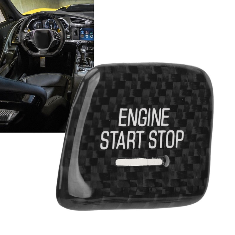 Engine Push to Start Button Cover Carbon Fiber Start Switch