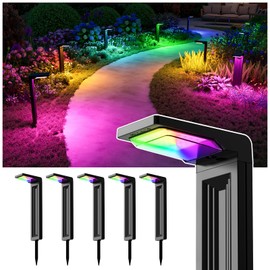 6 Pack Color Changing Solar Pathway Lights Outdoor Waterproof 20 LED Solars Powered Walkway Landscape Lamp for Garden, Lawn, Path, Yard, Driveway, Sidewalk, 8 Colorful Accent Lighting Decoration(RGB)