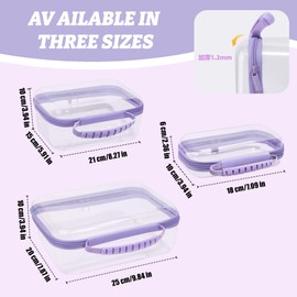 GigabitBest 3 Pack Deep Clear Hard Shell Zipper Cases with Handle (Purple)