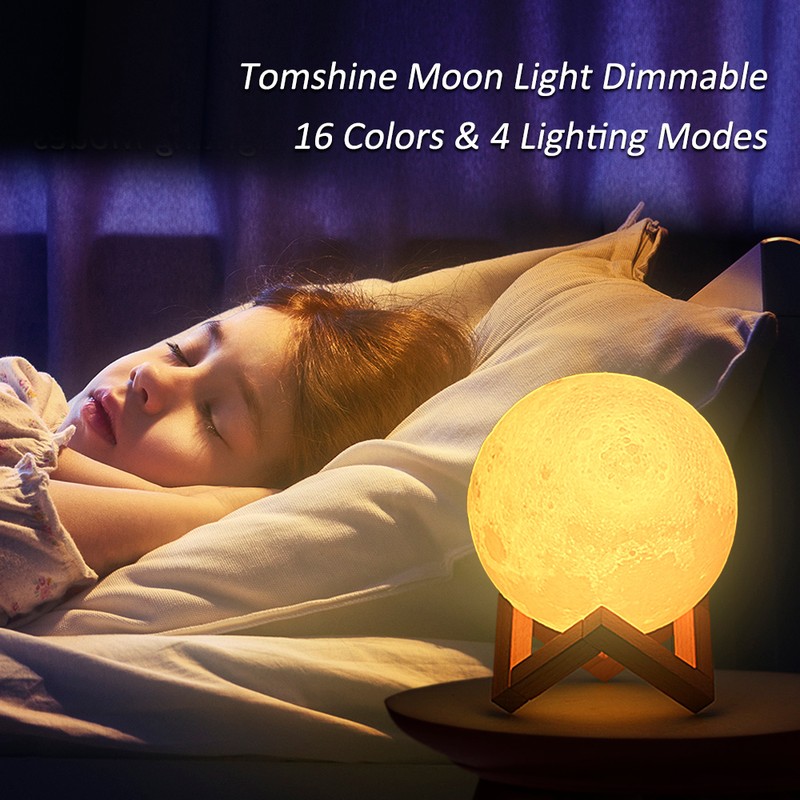 Tomshine Moon Light with Wood Stand Remote & Touching Control