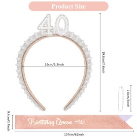 ANBALA 40th Birthday Decorations for Women, 40th Birthday Headband, 40 & Fabulous Birthday Sash